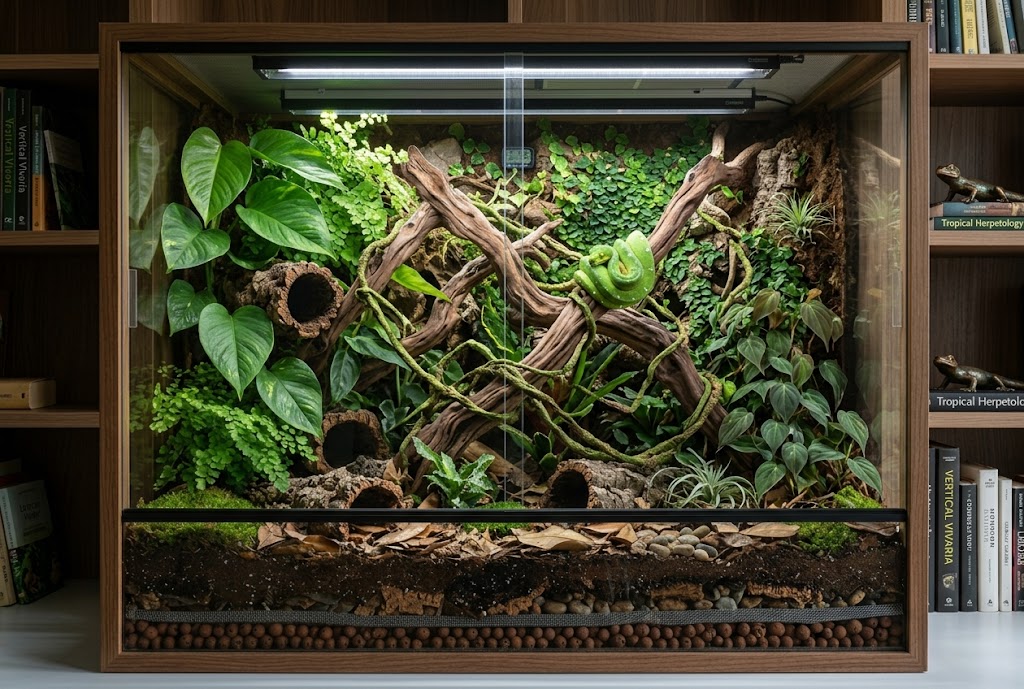 Custom bio-active reptile enclosure by Qscapes, example 1