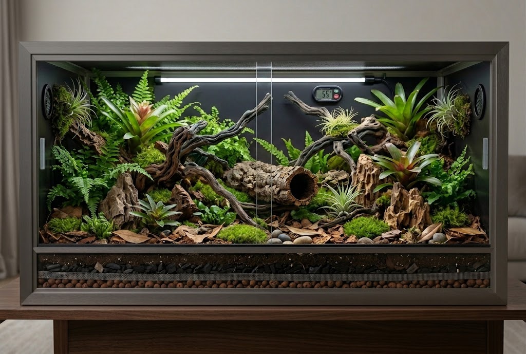 Custom bio-active reptile enclosure by Qscapes, example 2
